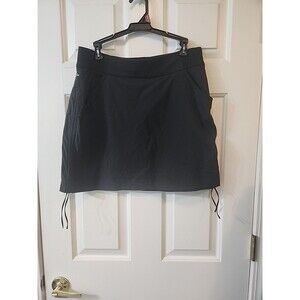 Columbia Womens Sz Large Skort Skirt  w/ shorts Black Pull On Pocket